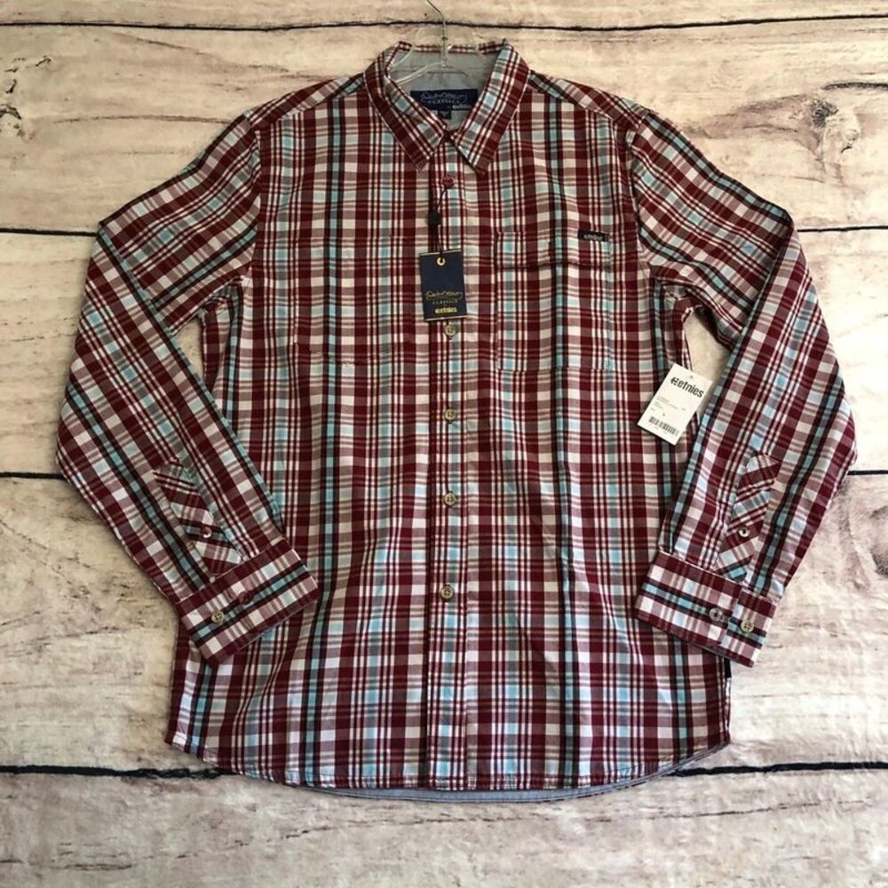 Etnies Shirt Mens S Red Burgundy Plaid Button Up Y2K Skater Street NWT